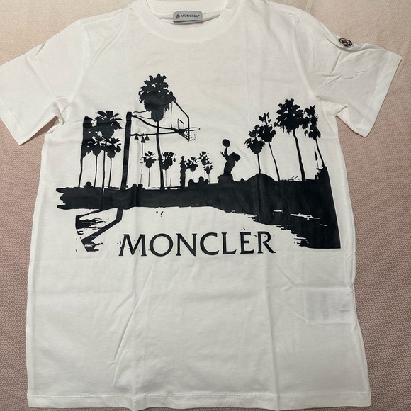 Moncler Graphic Print Cotton Tee, White, XS/S - Picture 3 of 8